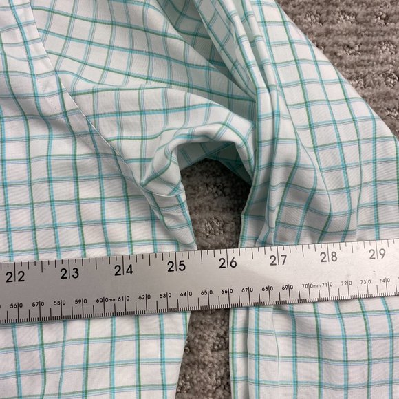 Brooks Brothers Slim Fit Shirt Men 17 - 35 White Green Checkered Polo Non-Iron - Picture 9 of 10
